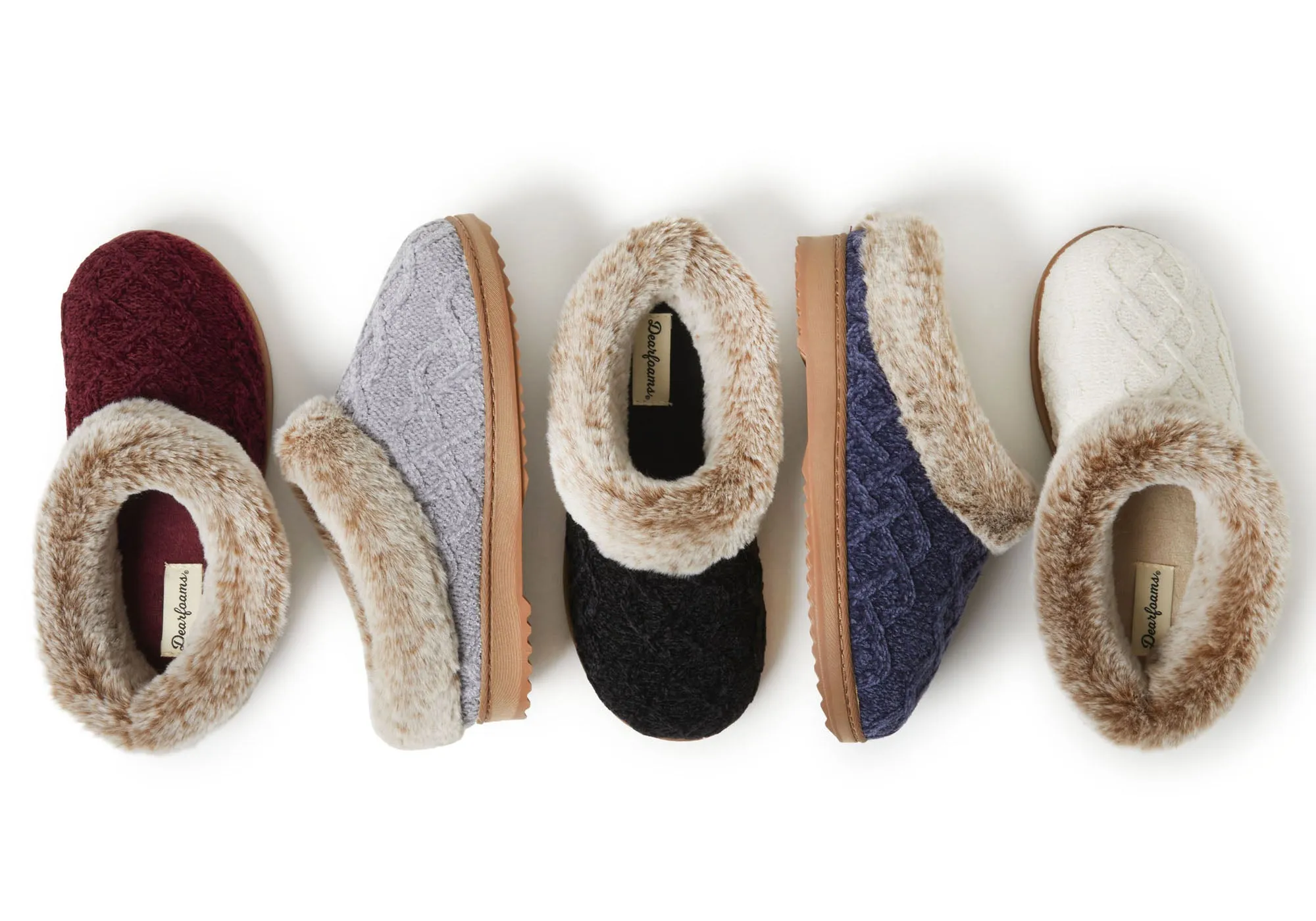 Dearfoams Chaussons confortables pour femmes Hannah en chenille tricotée