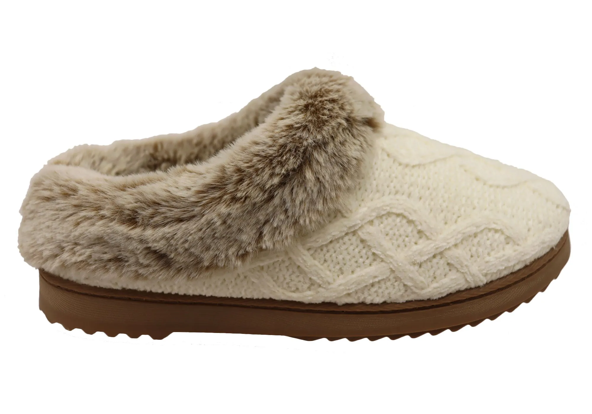 Dearfoams Chaussons confortables pour femmes Hannah en chenille tricotée