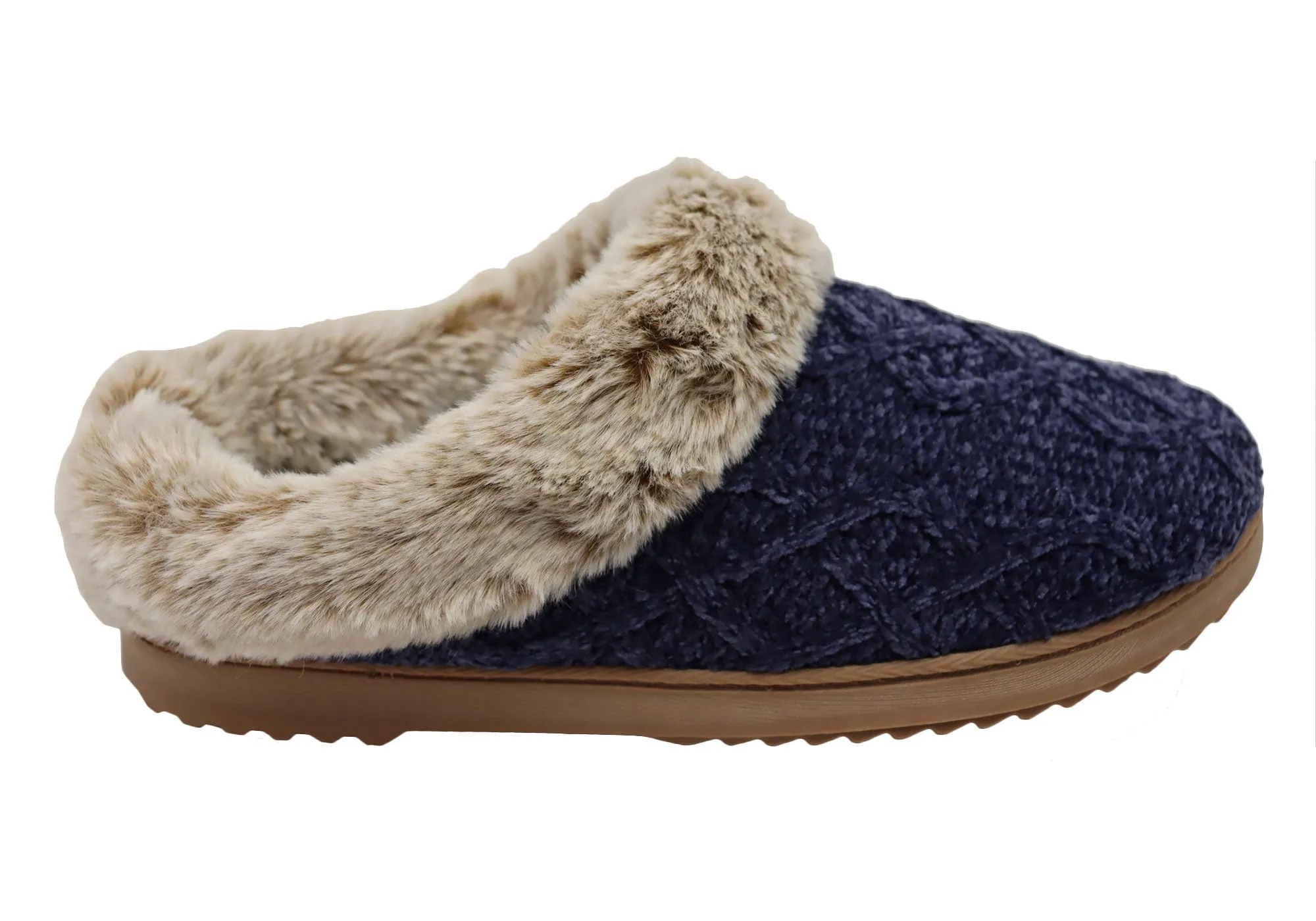 Dearfoams Chaussons confortables pour femmes Hannah en chenille tricotée