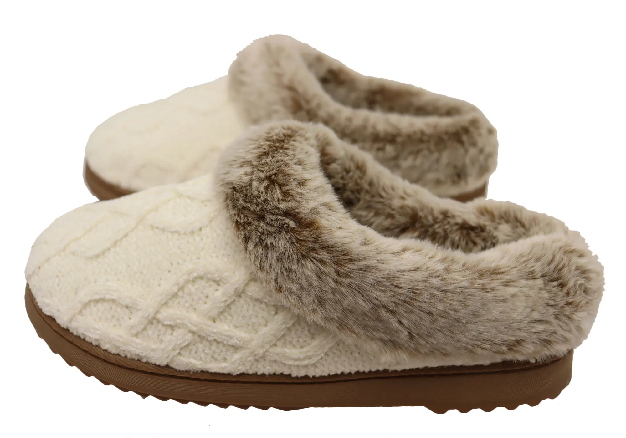 Dearfoams Chaussons confortables pour femmes Hannah en chenille tricotée