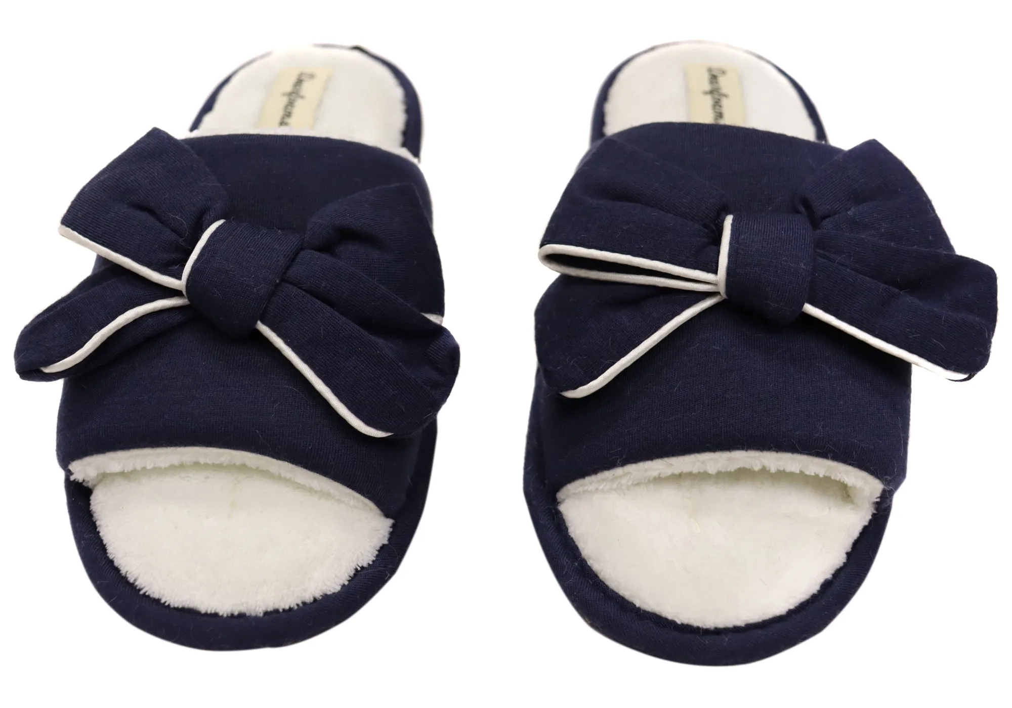 Dearfoams Chaussons femme confortables Lydia Pajama Slide avec nœud - Chaussons Dearfoams