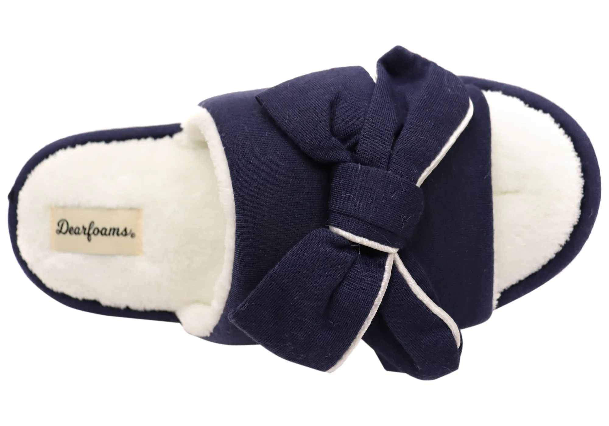 Dearfoams Chaussons femme confortables Lydia Pajama Slide avec nœud - Chaussons Dearfoams