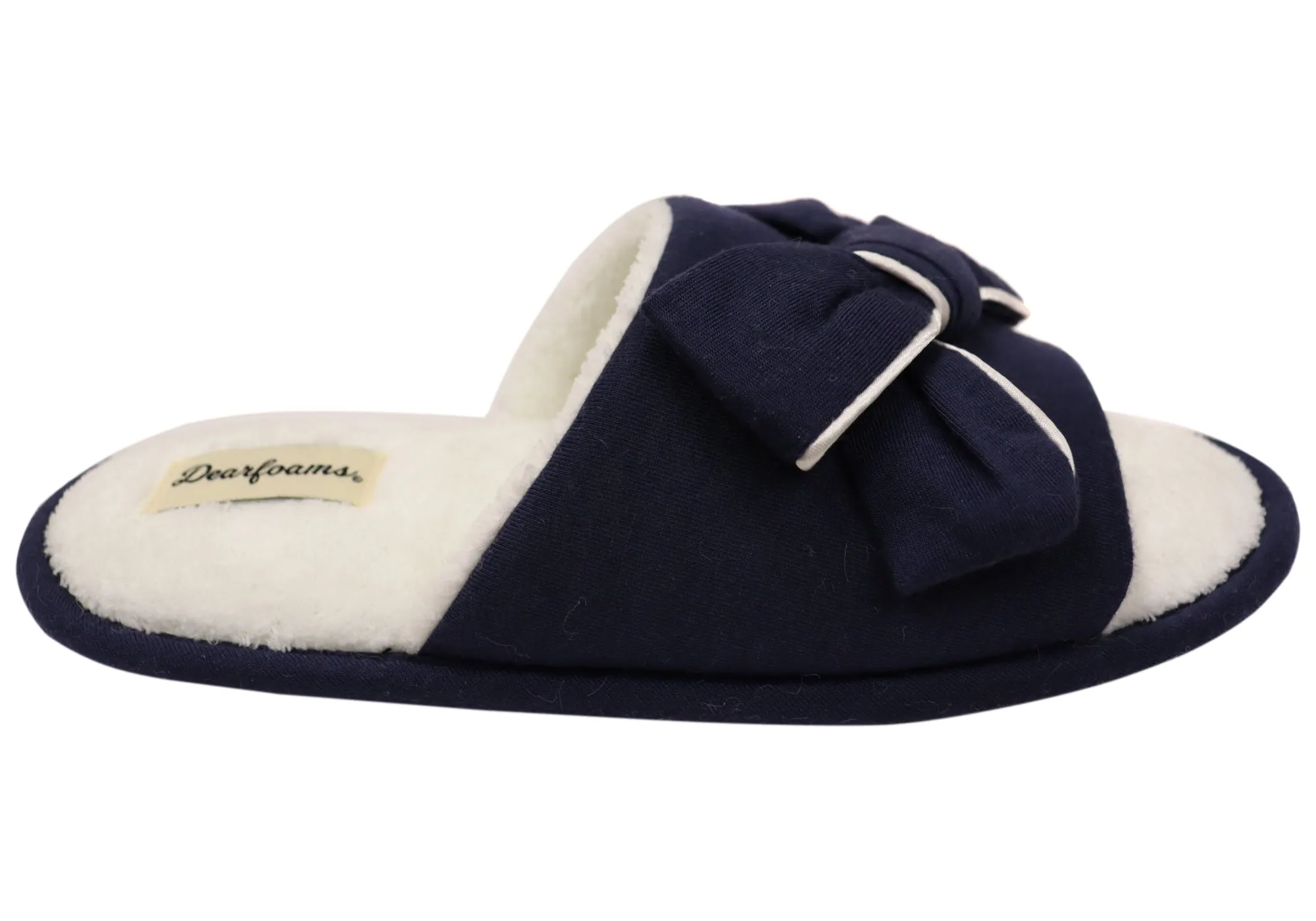 Dearfoams Chaussons femme confortables Lydia Pajama Slide avec nœud - Chaussons Dearfoams