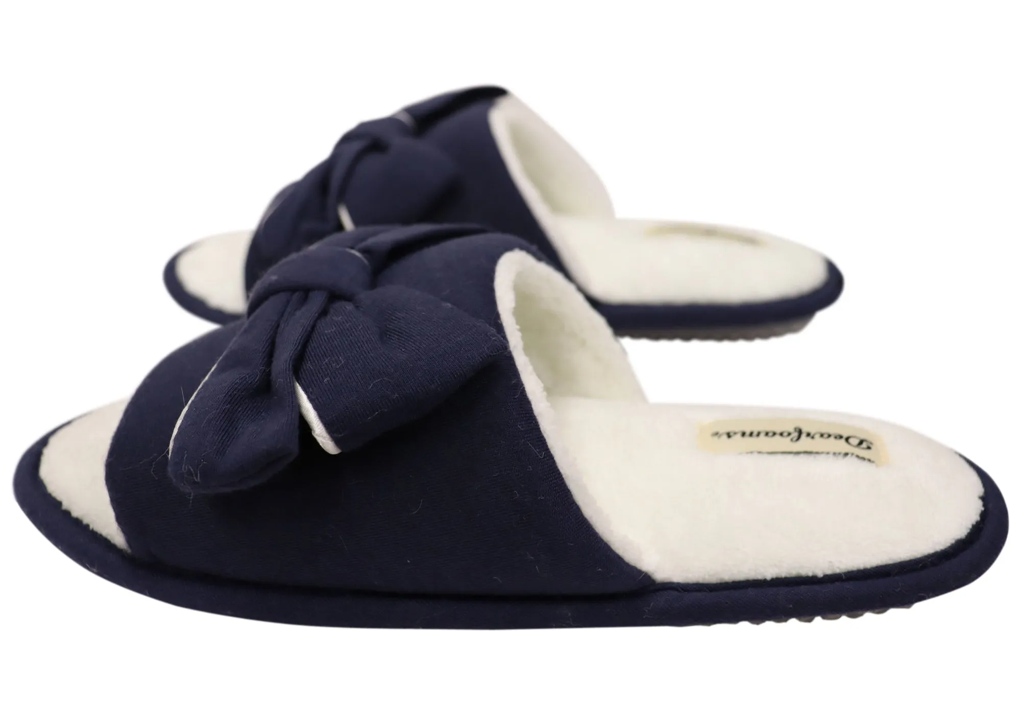 Dearfoams Chaussons femme confortables Lydia Pajama Slide avec nœud - Chaussons Dearfoams