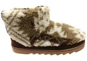 Dearfoams Womens Comfortable Whitney Teddy Bootie Slippers Dearfoams Shoes