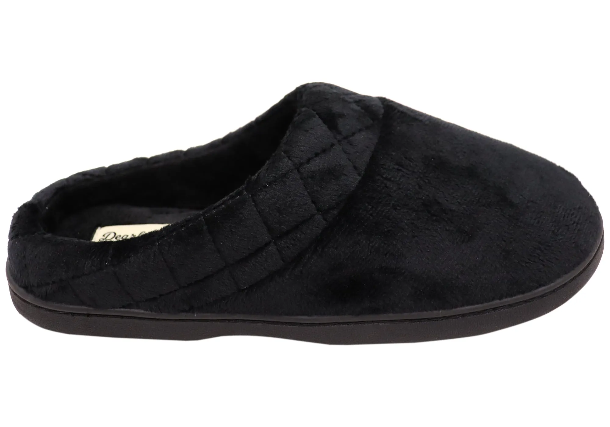 Dearfoams Chaussons femme Darcy en microfibre velours largeur large