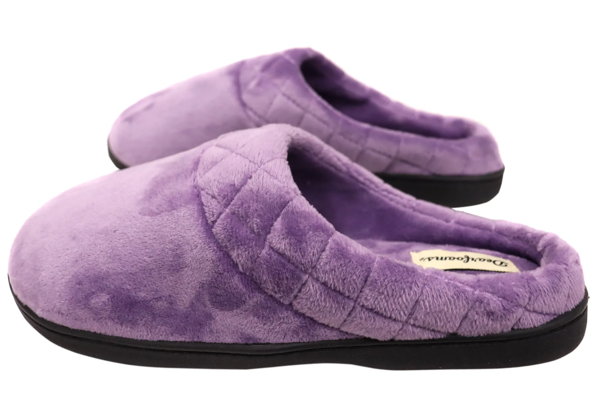Dearfoams Chaussons femme Darcy en microfibre velours largeur large