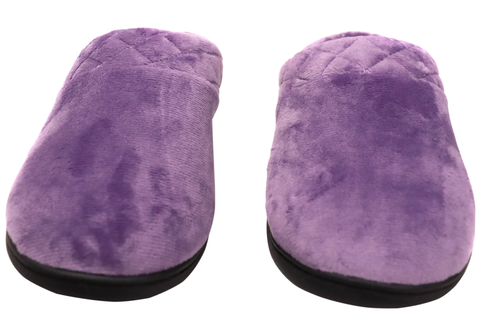 Dearfoams Chaussons femme Darcy en microfibre velours largeur large