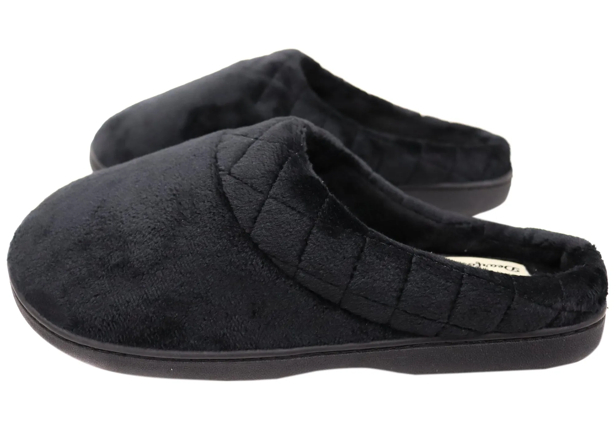 Dearfoams Chaussons femme Darcy en microfibre velours largeur large