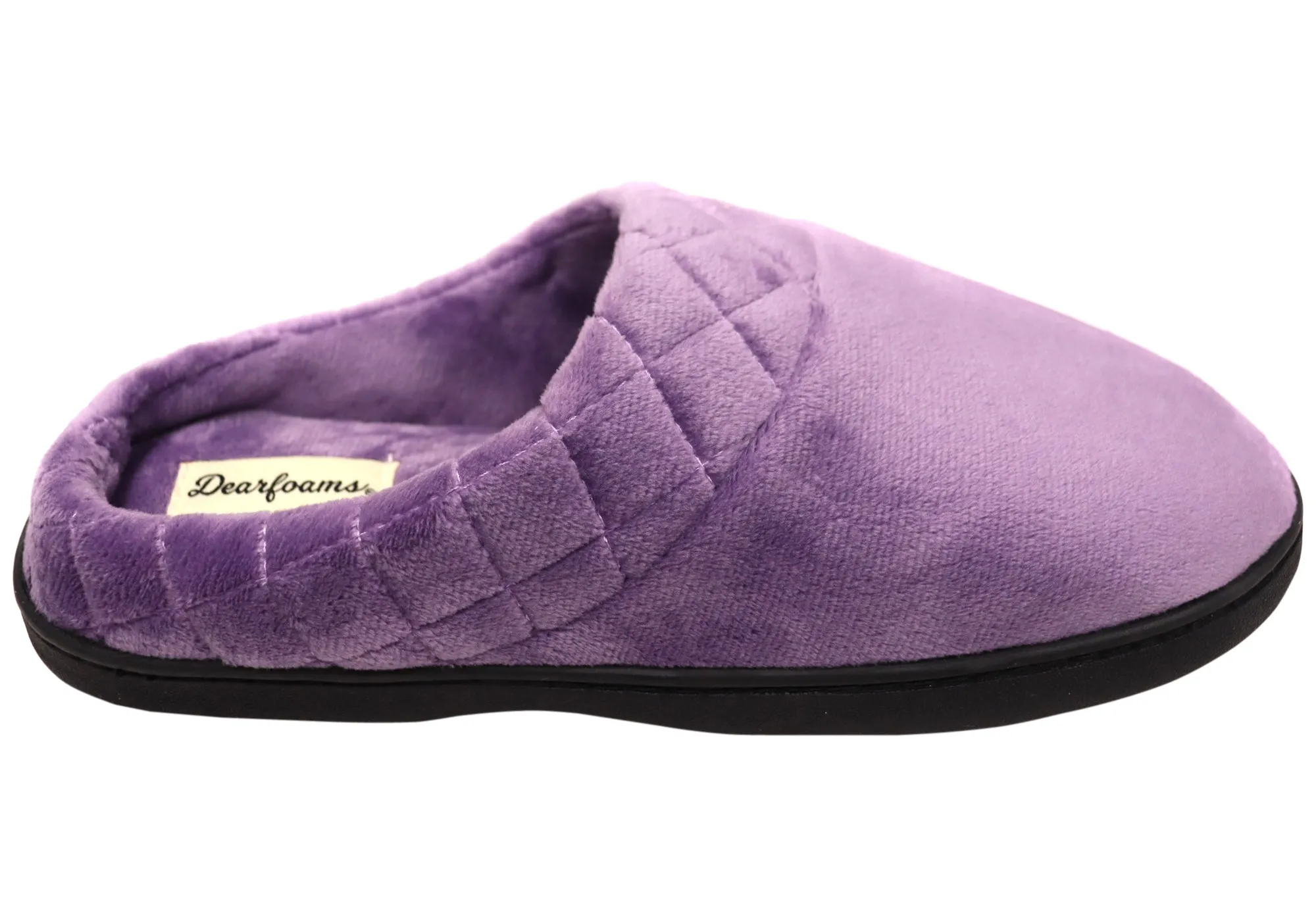 Dearfoams Chaussons femme Darcy en microfibre velours largeur large