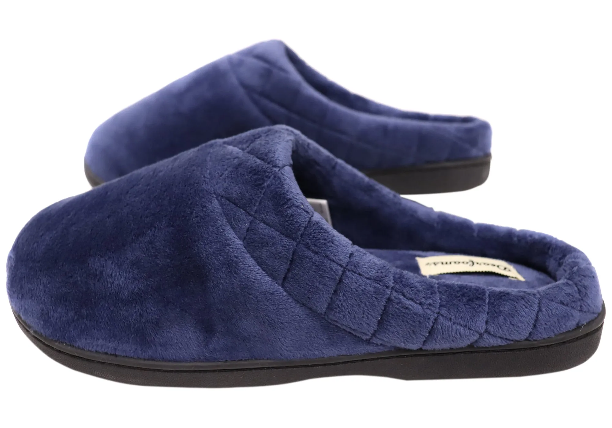 Dearfoams Chaussons femme Darcy en microfibre velours largeur large