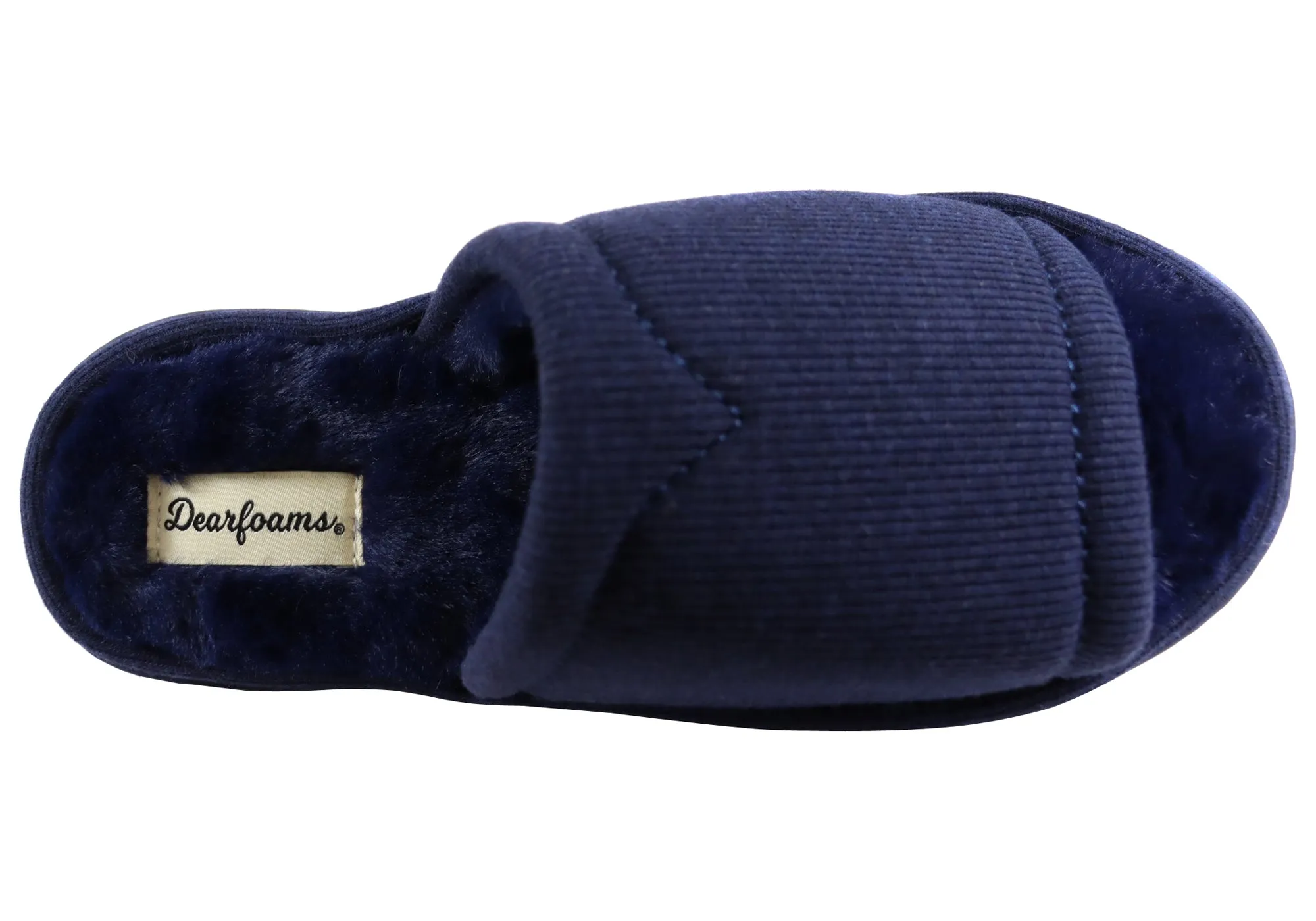Dearfoams Chaussons Femme à Bout Ouvert Confortables en Maille Demi-Côtes avec Glissière