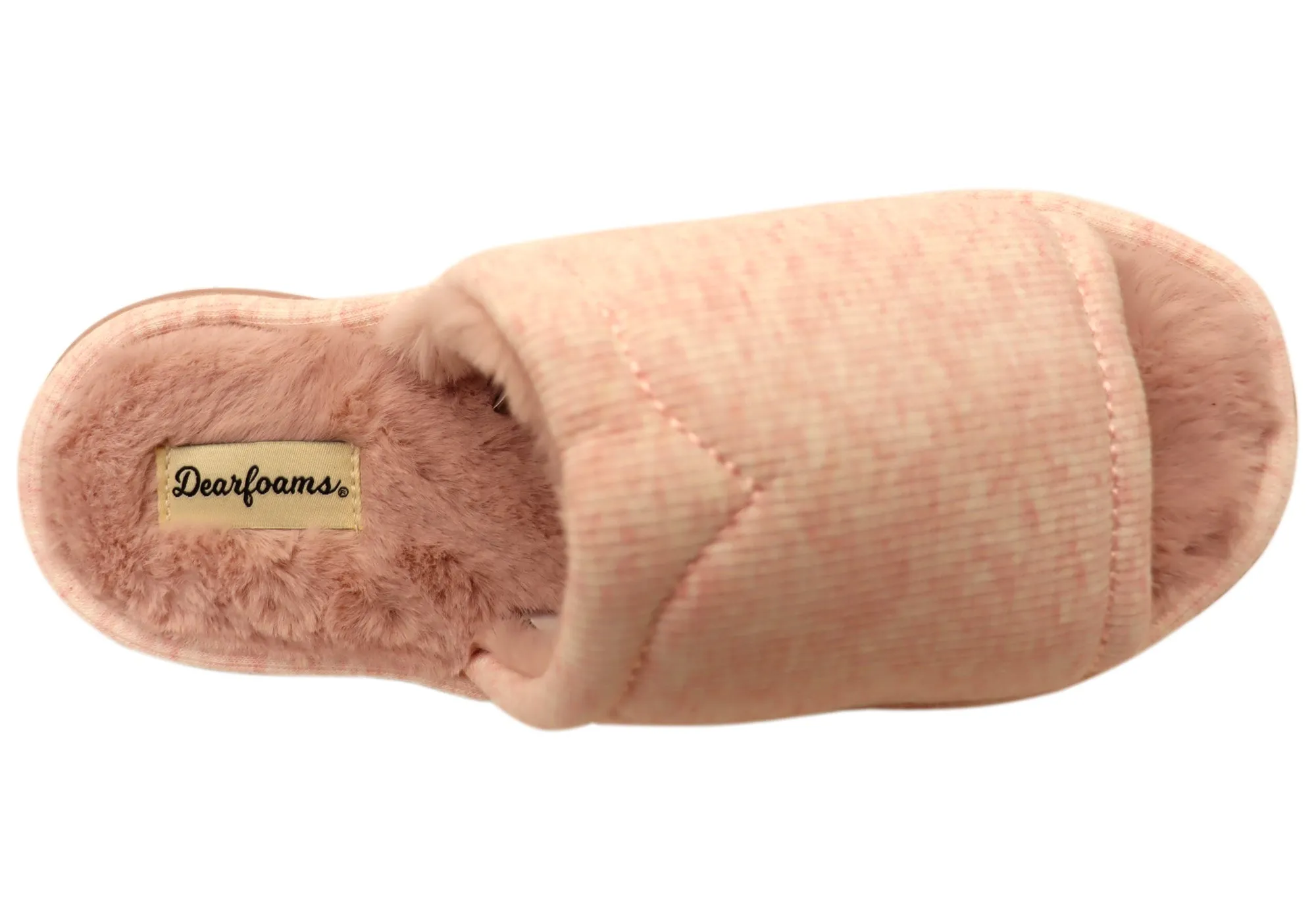 Dearfoams Chaussons Femme à Bout Ouvert Confortables en Maille Demi-Côtes avec Glissière