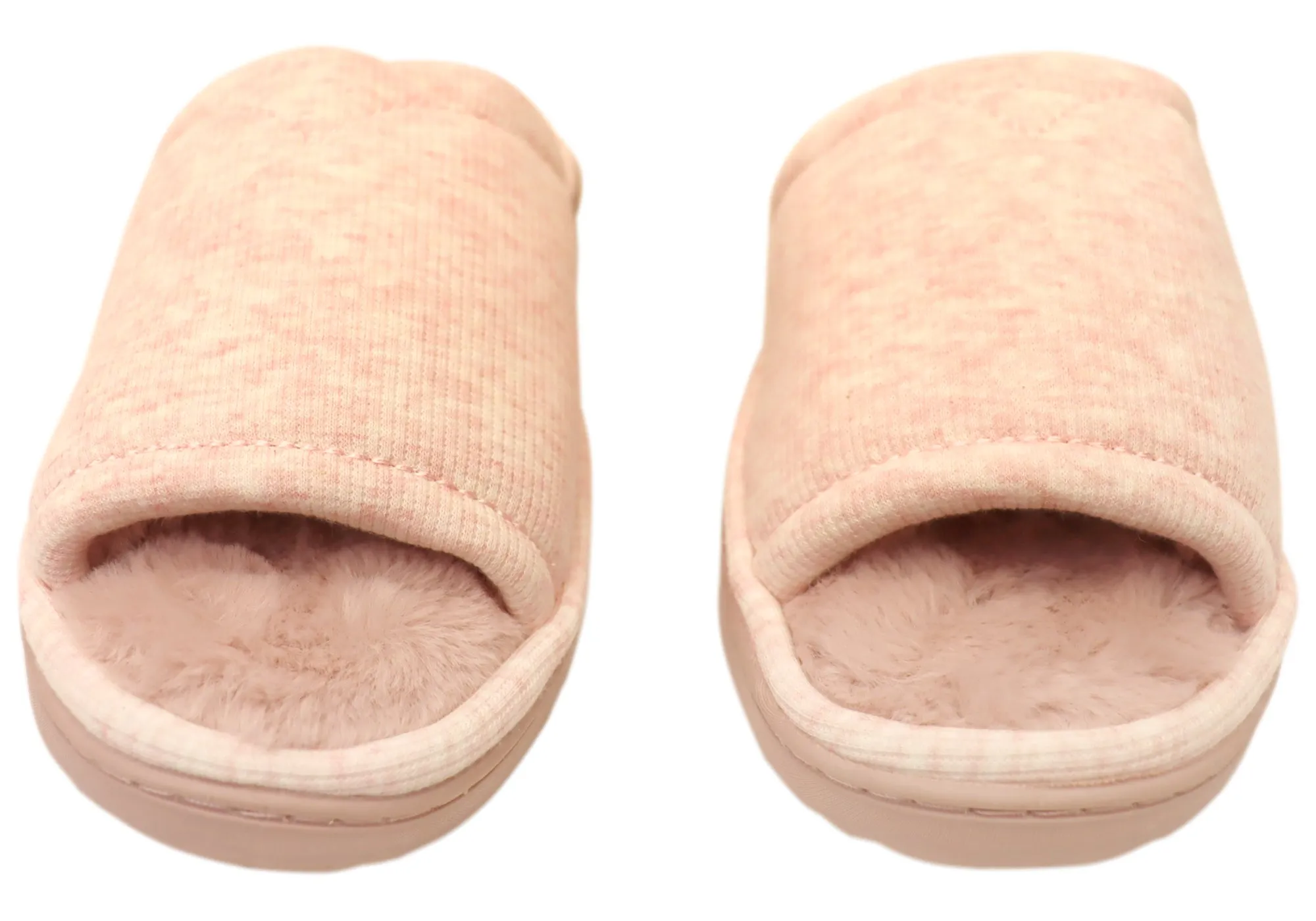 Dearfoams Chaussons Femme à Bout Ouvert Confortables en Maille Demi-Côtes avec Glissière