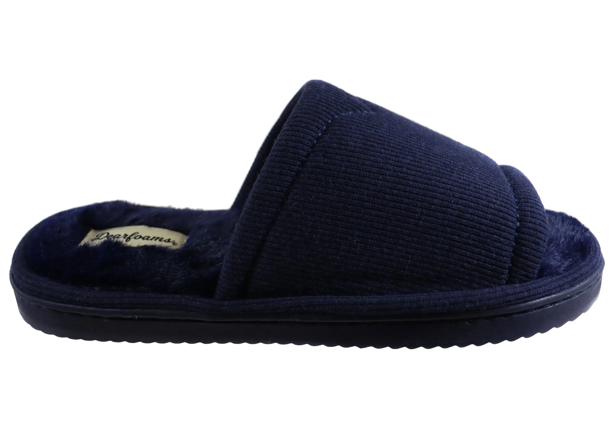 Dearfoams Chaussons Femme à Bout Ouvert Confortables en Maille Demi-Côtes avec Glissière