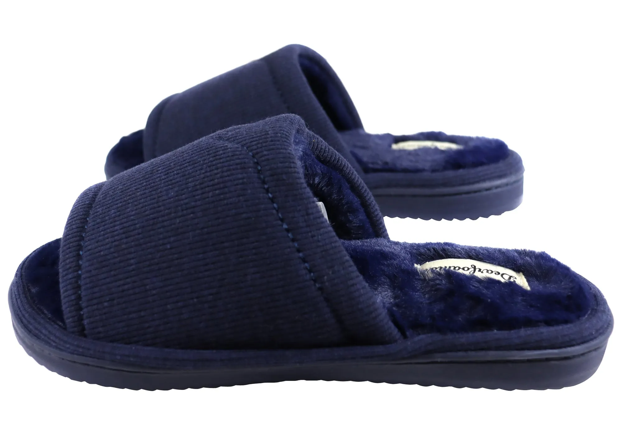 Dearfoams Chaussons Femme à Bout Ouvert Confortables en Maille Demi-Côtes avec Glissière