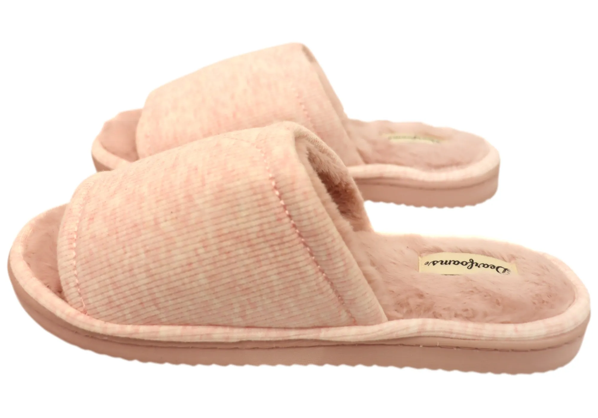 Dearfoams Chaussons Femme à Bout Ouvert Confortables en Maille Demi-Côtes avec Glissière