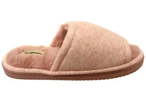 Dearfoams Womens Demi Rib Knit Slide Comfortable Open Toe Slippers Dearfoams Shoes