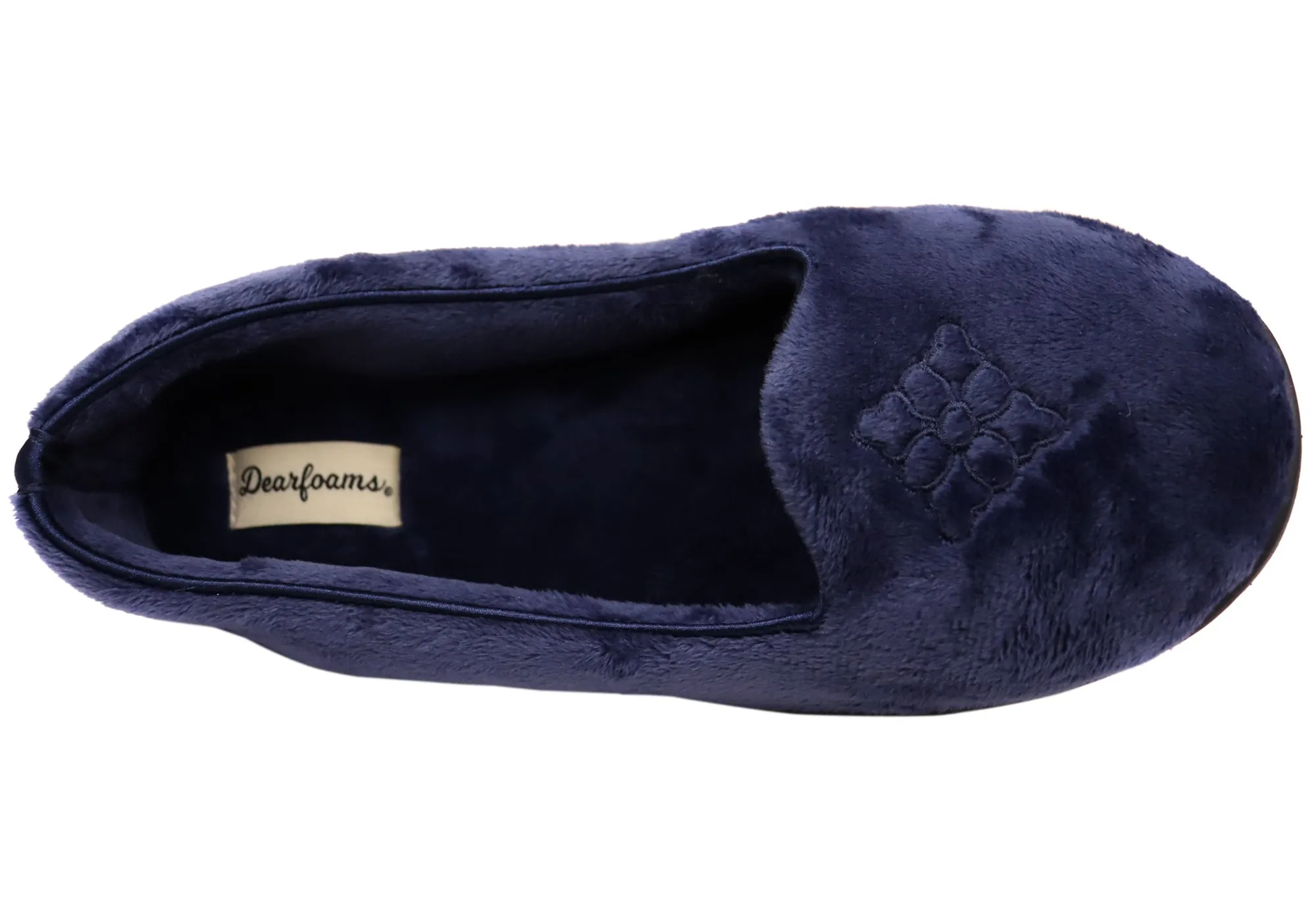 Dearfoams Chaussons pour Femmes Rebecca en Microfibre Velours Largeur Large