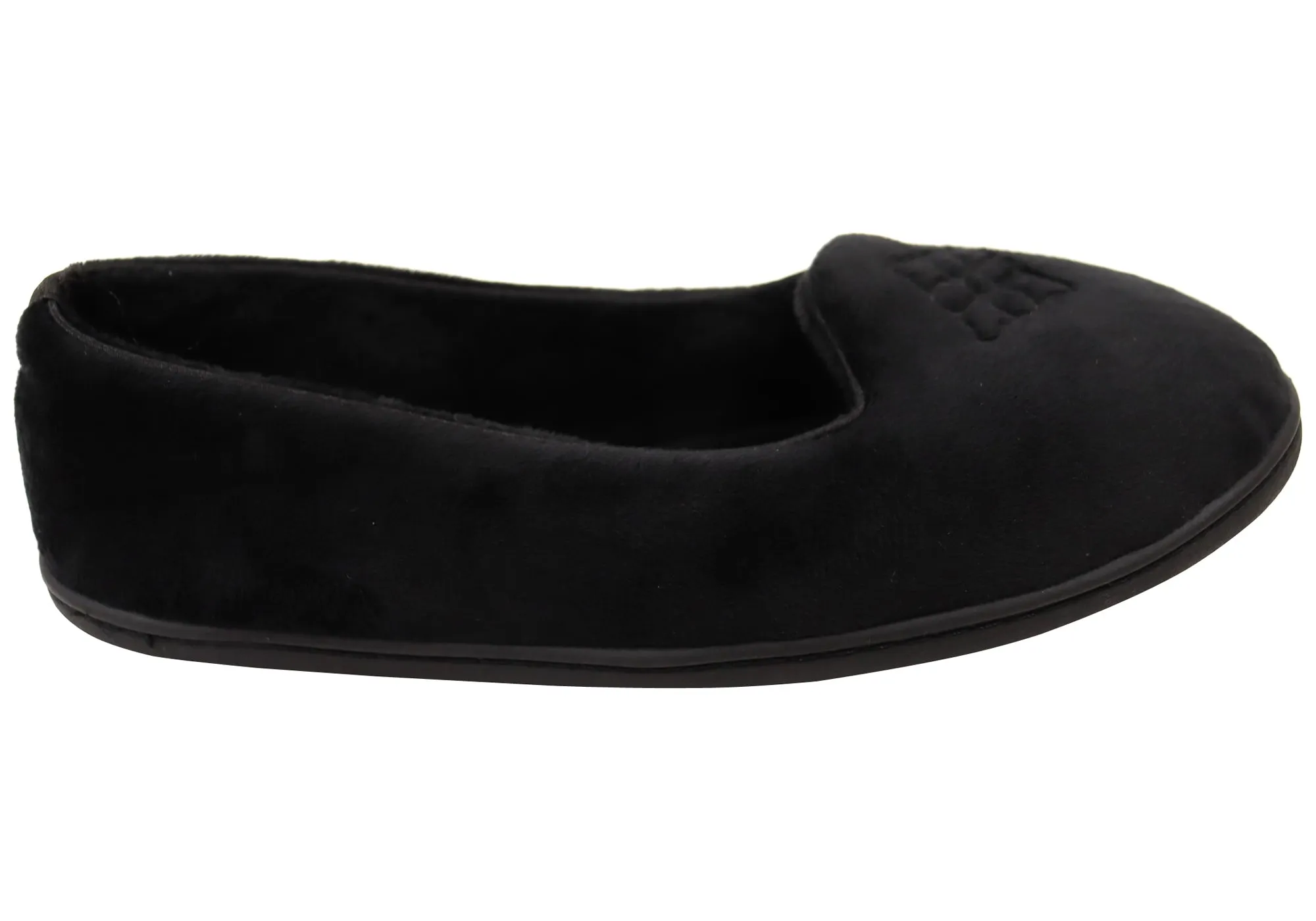 Dearfoams Chaussons pour Femmes Rebecca en Microfibre Velours Largeur Large