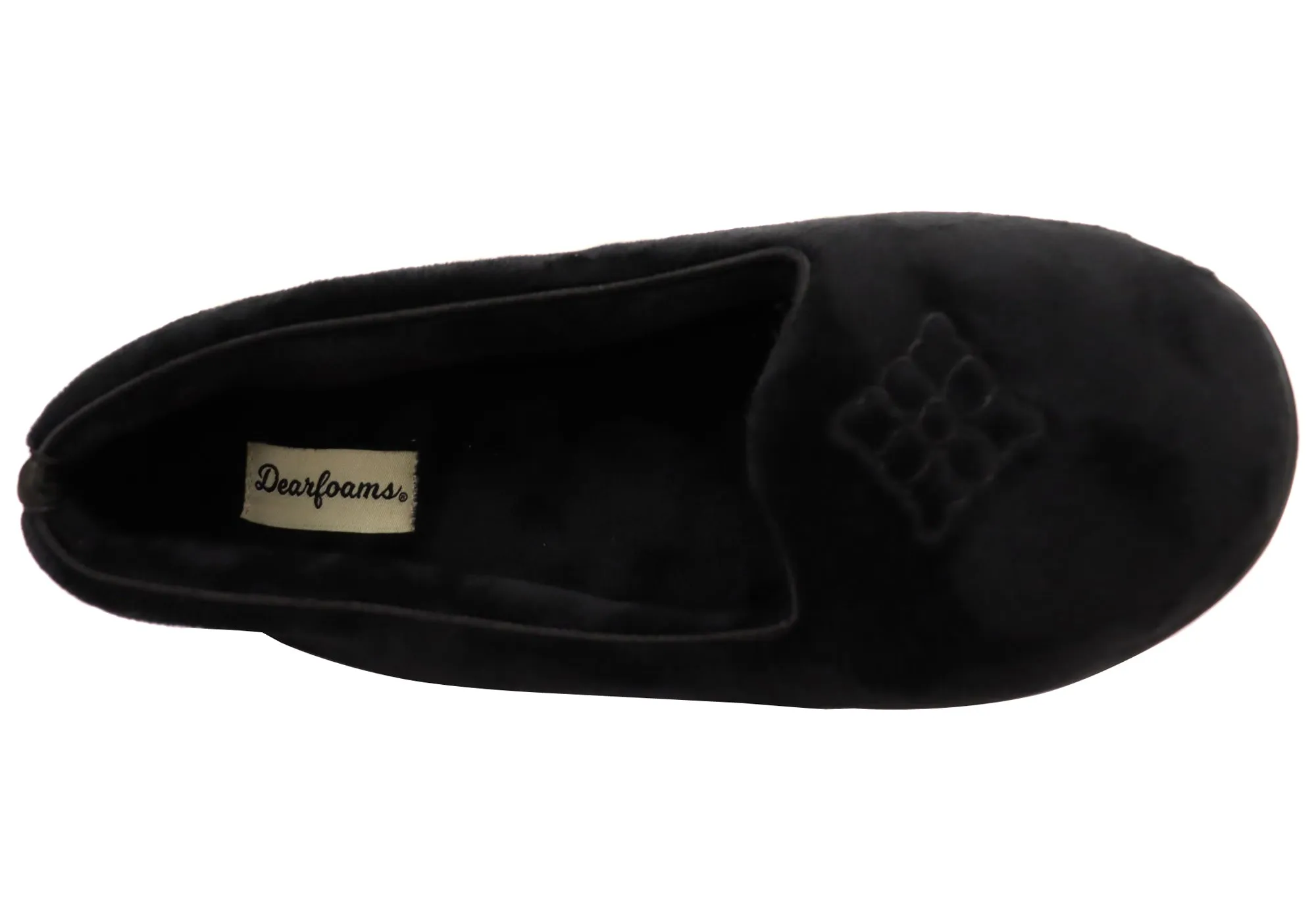 Dearfoams Chaussons pour Femmes Rebecca en Microfibre Velours Largeur Large