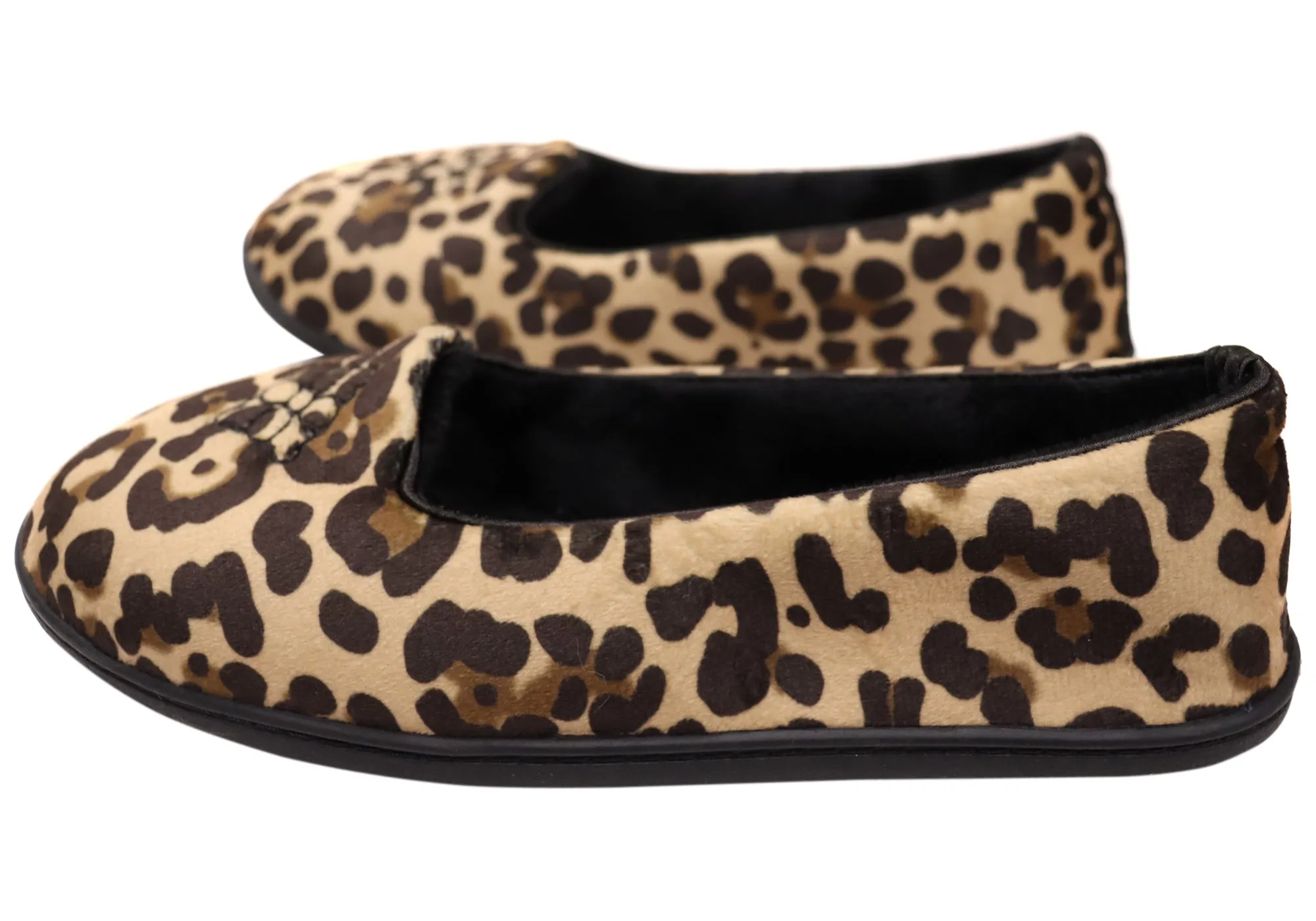 Dearfoams Chaussons pour Femmes Rebecca en Microfibre Velours Largeur Large