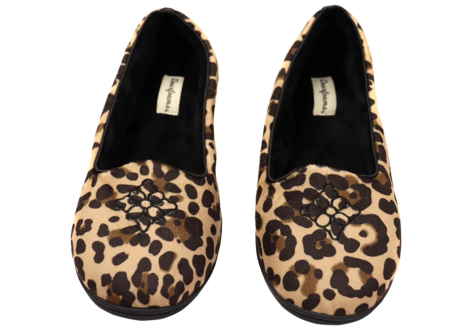 Dearfoams Chaussons pour Femmes Rebecca en Microfibre Velours Largeur Large