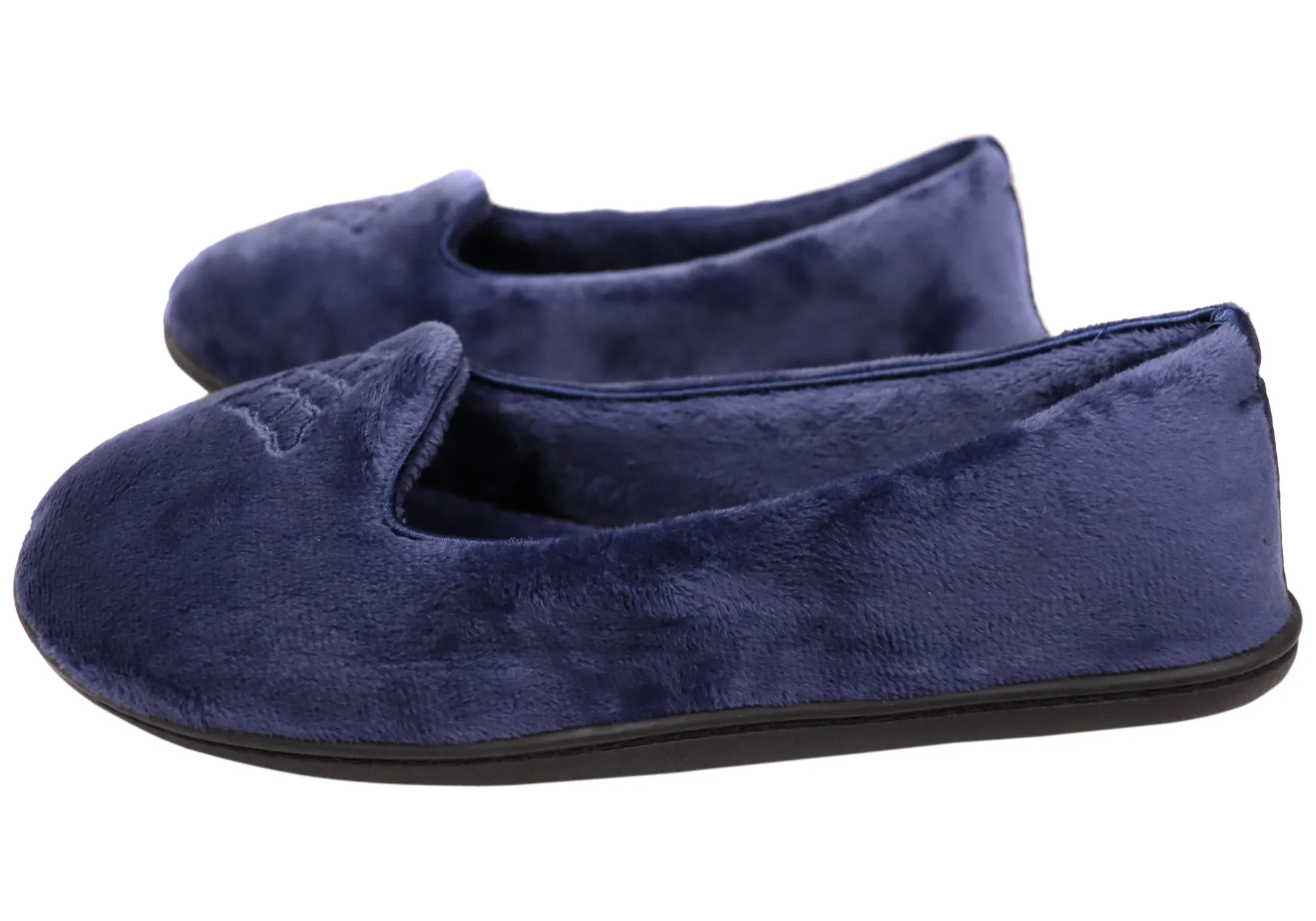 Dearfoams Chaussons pour Femmes Rebecca en Microfibre Velours Largeur Large