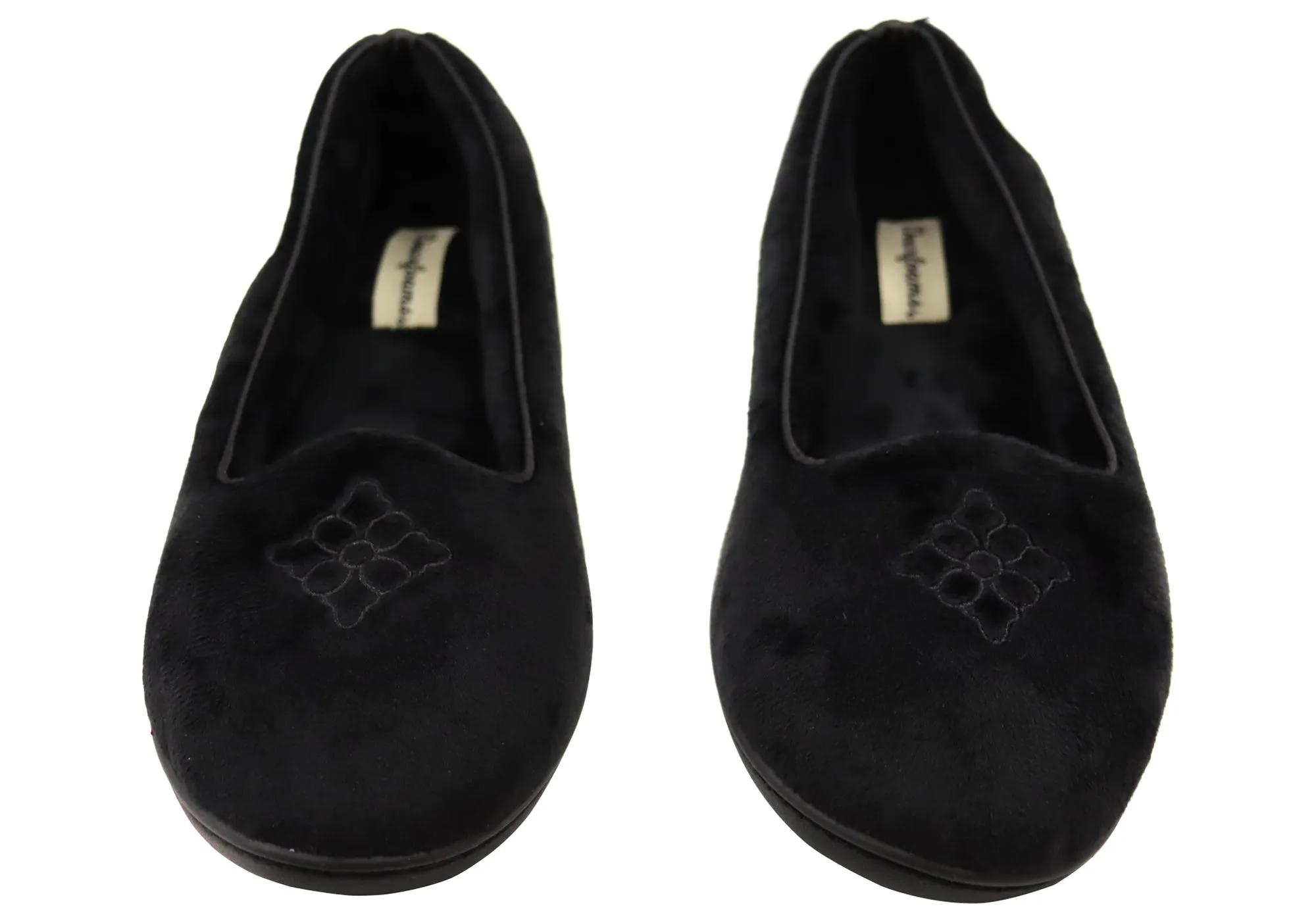 Dearfoams Chaussons pour Femmes Rebecca en Microfibre Velours Largeur Large