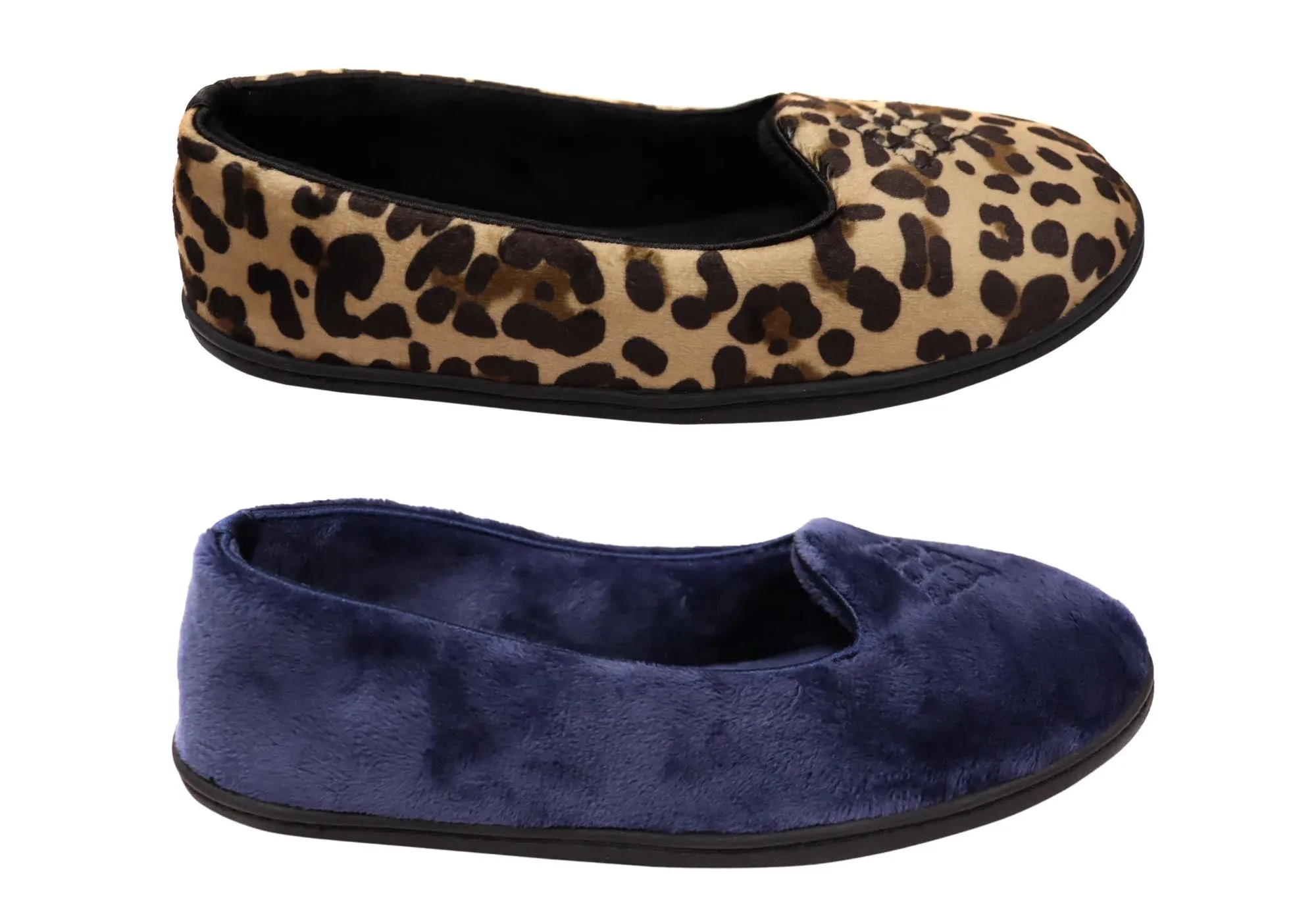 Dearfoams Chaussons pour Femmes Rebecca en Microfibre Velours Largeur Large