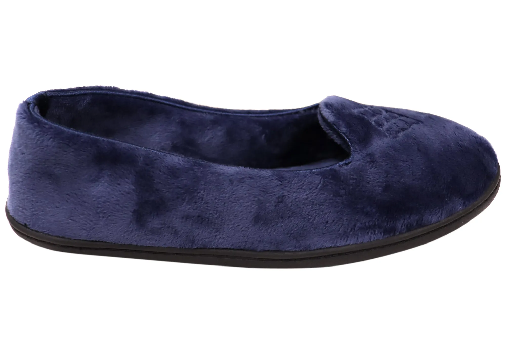 Dearfoams Chaussons pour Femmes Rebecca en Microfibre Velours Largeur Large