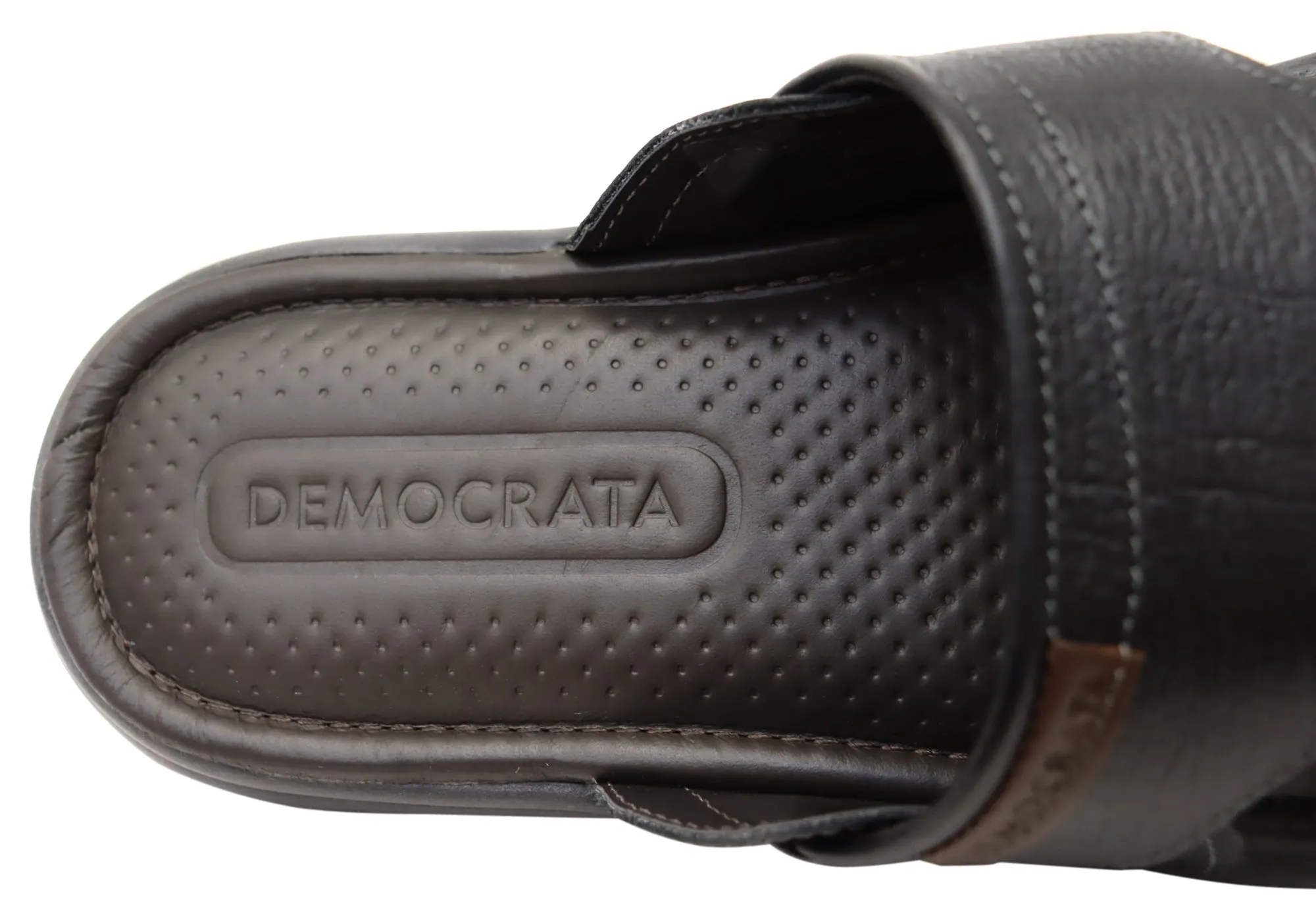 Sandales coulissantes confortables en cuir pour homme Democrata Jeff, fabriquées au Brésil - Chaussures Democrata