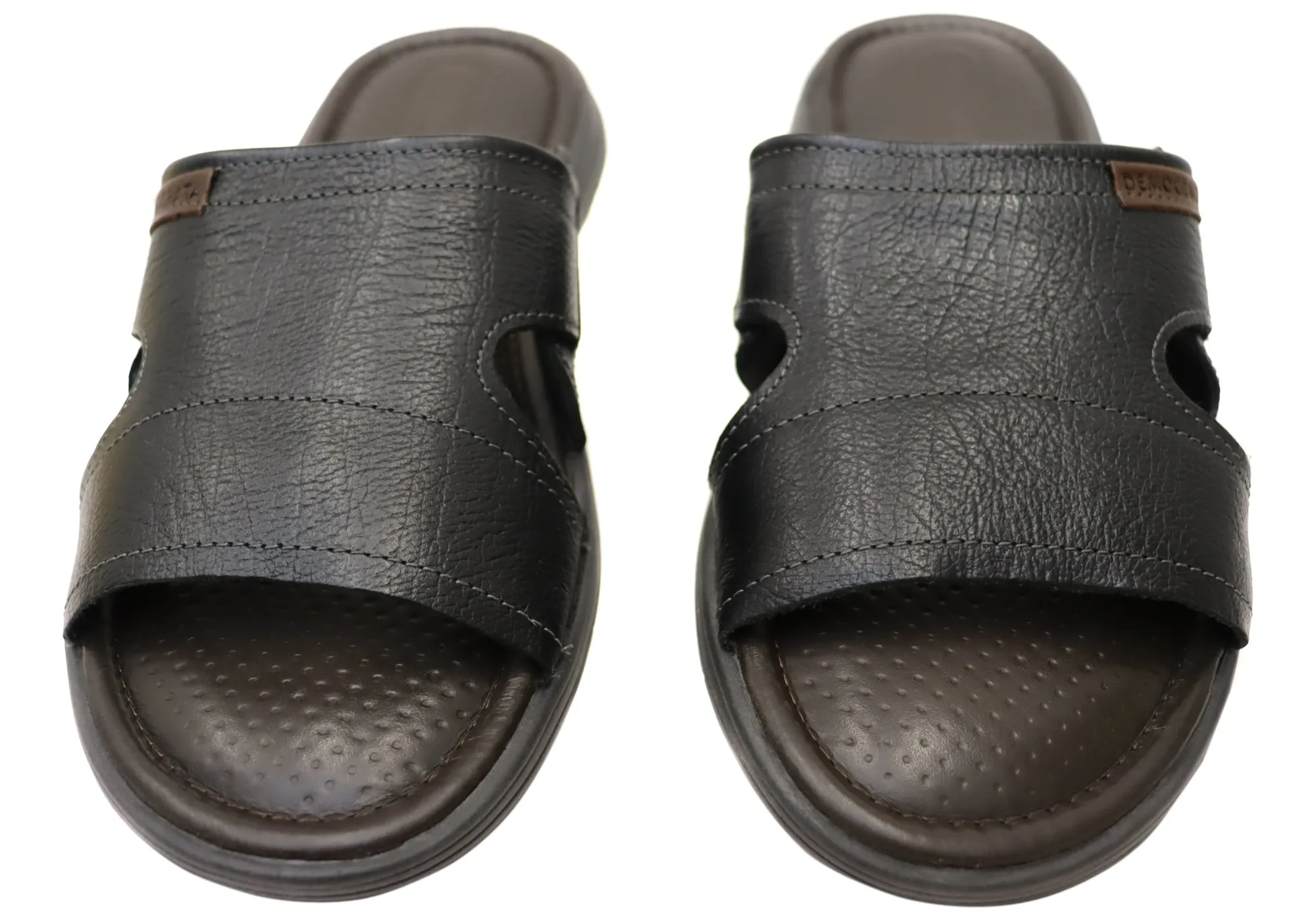 Sandales coulissantes confortables en cuir pour homme Democrata Jeff, fabriquées au Brésil - Chaussures Democrata