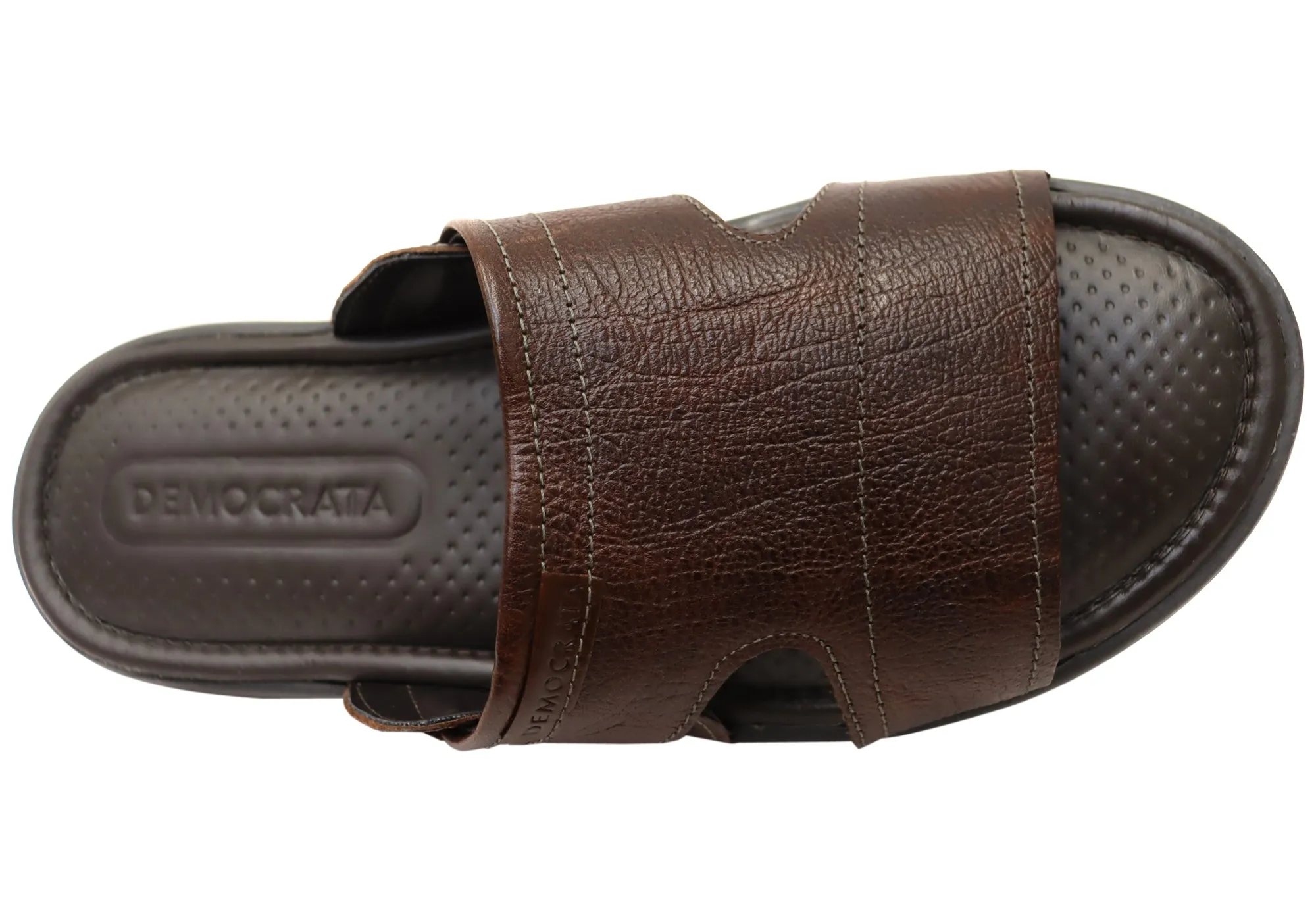 Sandales coulissantes confortables en cuir pour homme Democrata Jeff, fabriquées au Brésil - Chaussures Democrata