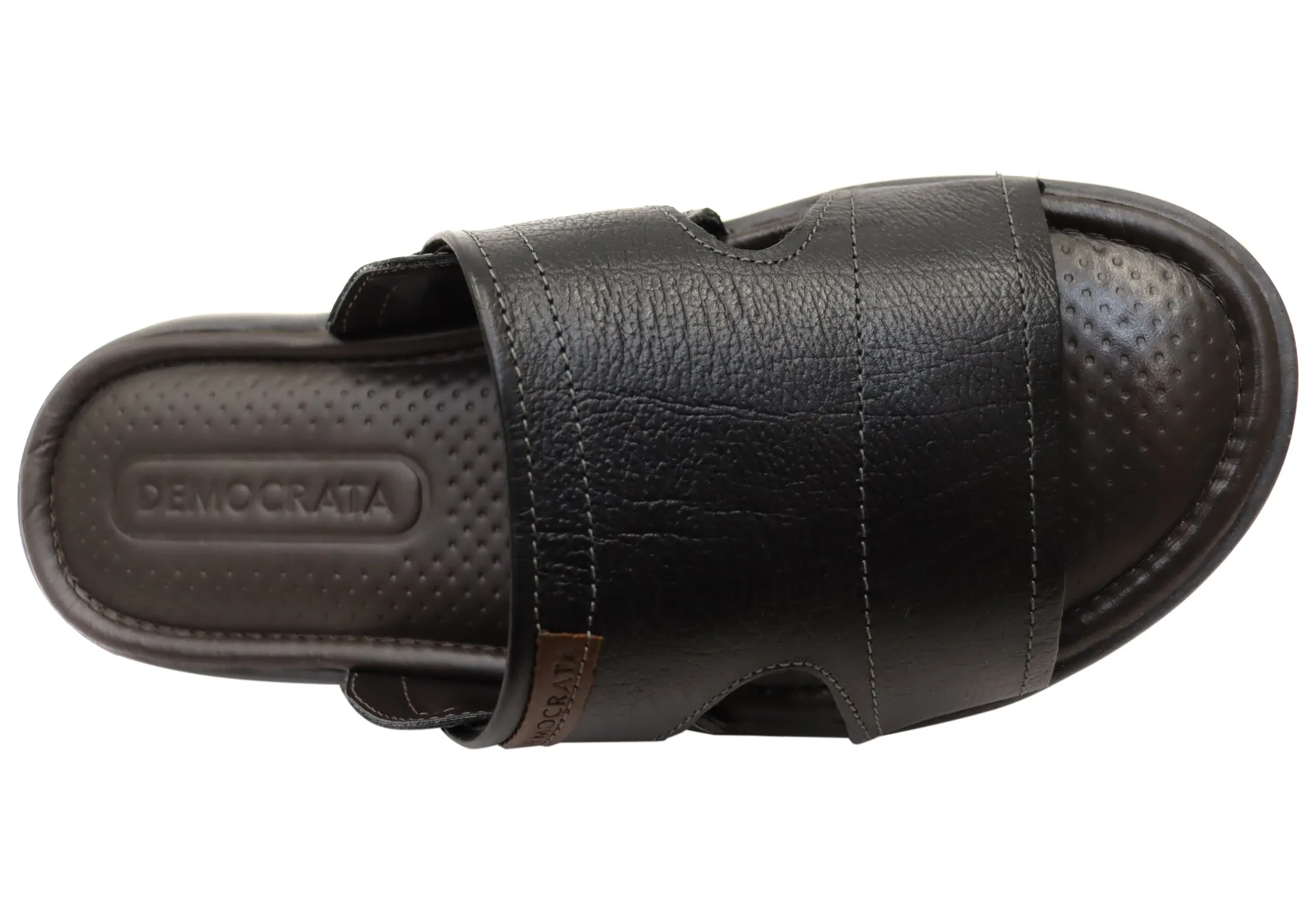 Sandales coulissantes confortables en cuir pour homme Democrata Jeff, fabriquées au Brésil - Chaussures Democrata