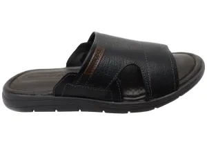 Democrata Jeff Mens Leather Comfortable Slide Sandals Made In Brazil Democrata Shoes