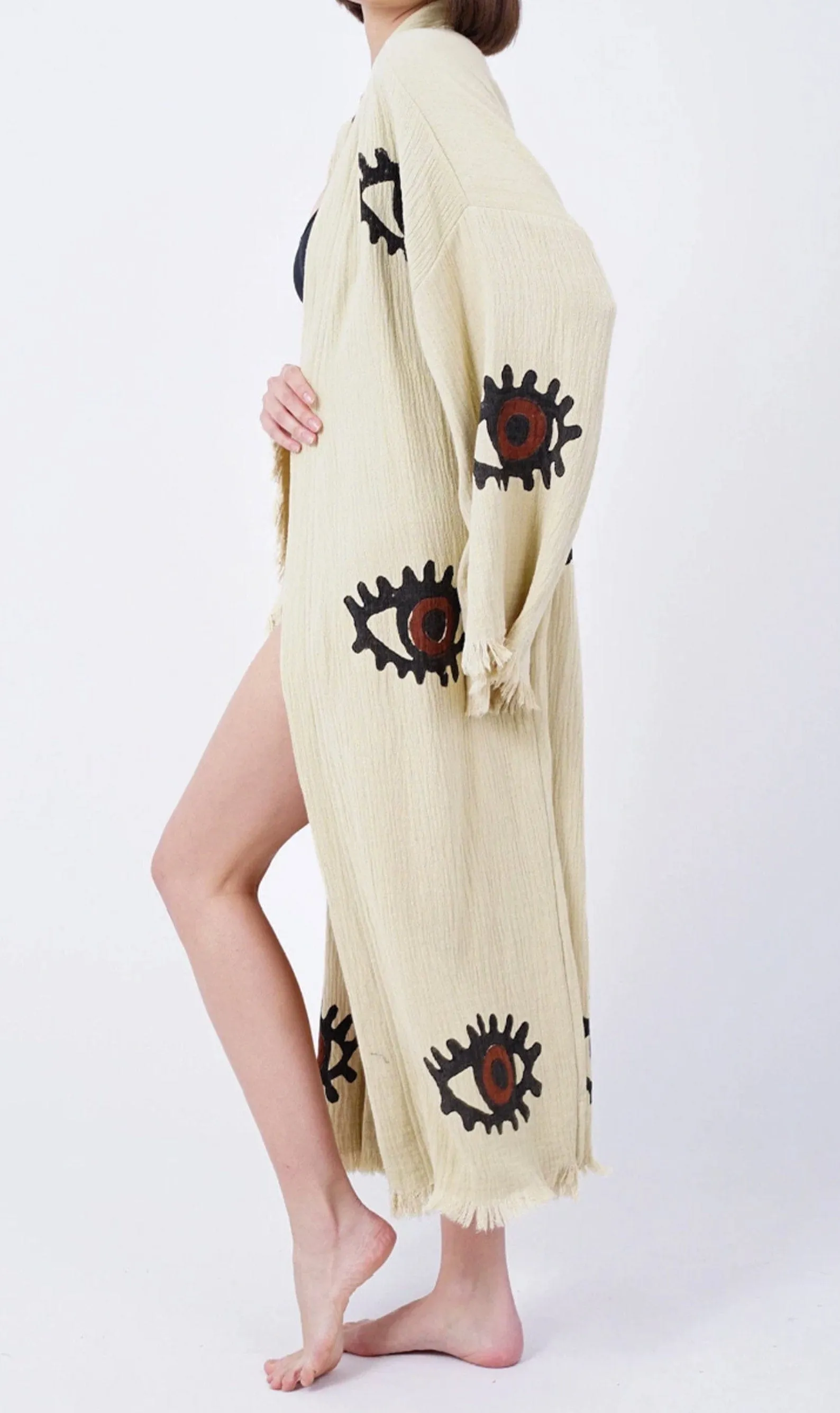 Kimono en Coton Fait Main Elara | Beige
