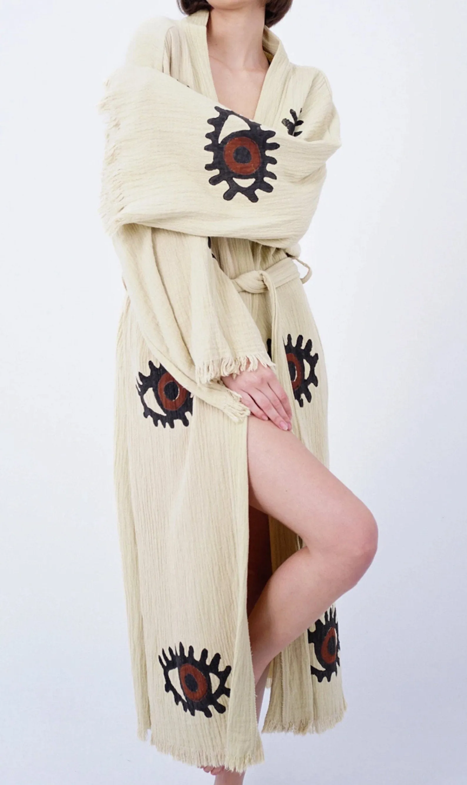 Kimono en Coton Fait Main Elara | Beige