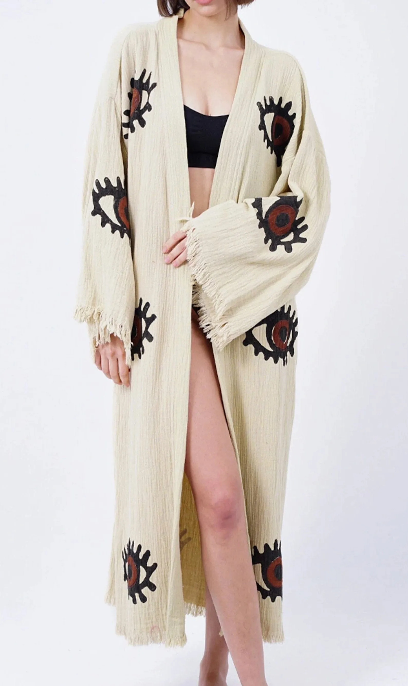 Kimono en Coton Fait Main Elara | Beige