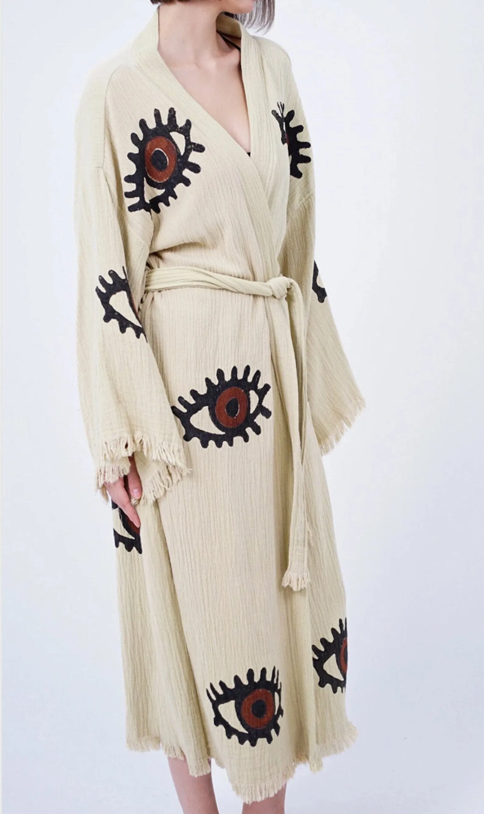 Kimono en Coton Fait Main Elara | Beige