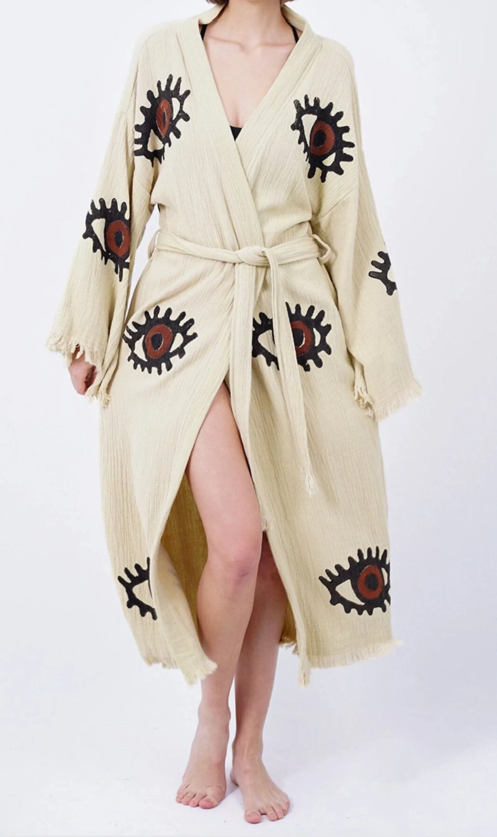 Kimono en Coton Fait Main Elara | Beige