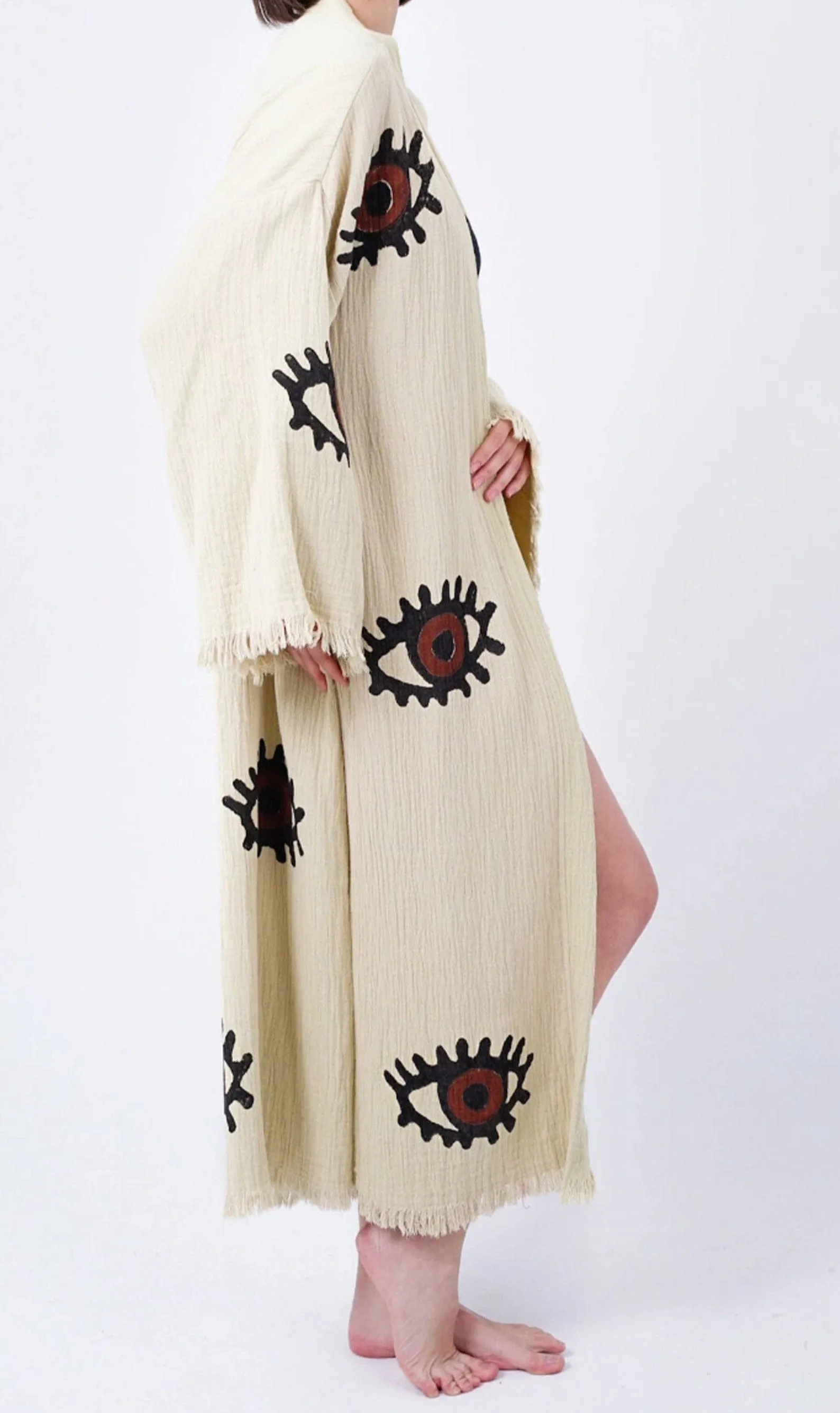 Kimono en Coton Fait Main Elara | Beige