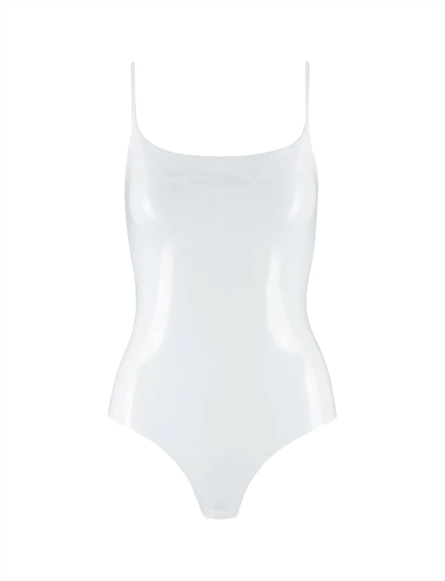 Body en similicuir blanc à fines bretelles