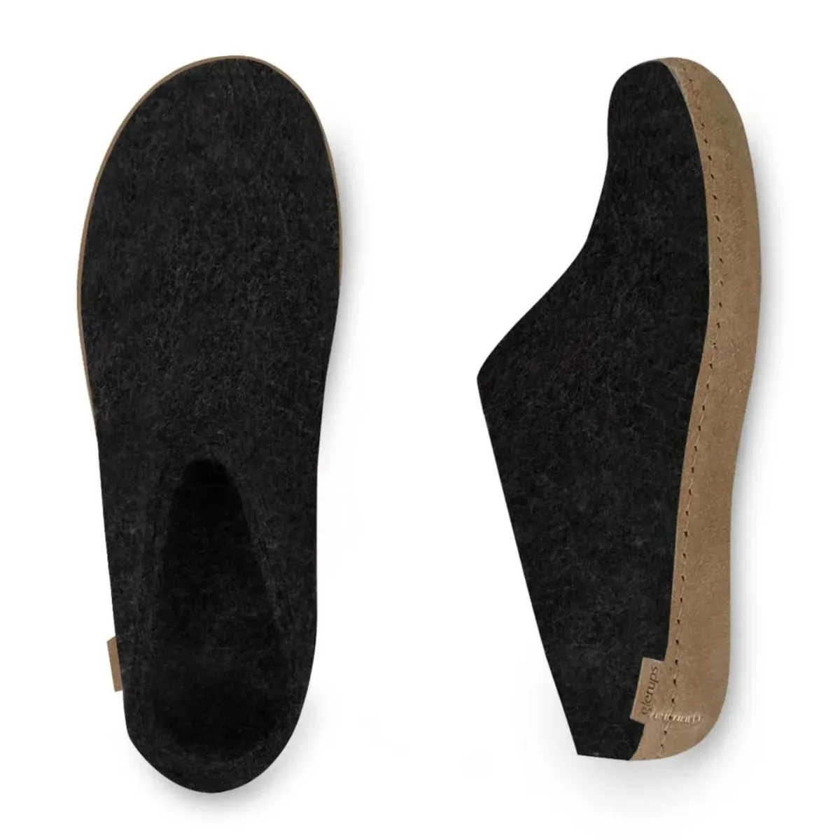 Chausson Modèle B pour Femme Glerups avec Semelle en Cuir Charbon