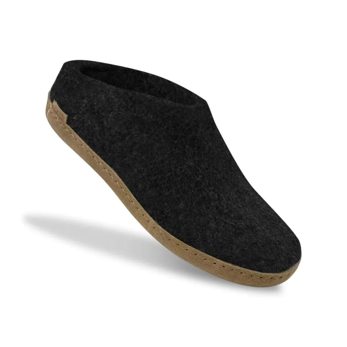 Chausson Modèle B pour Femme Glerups avec Semelle en Cuir Charbon