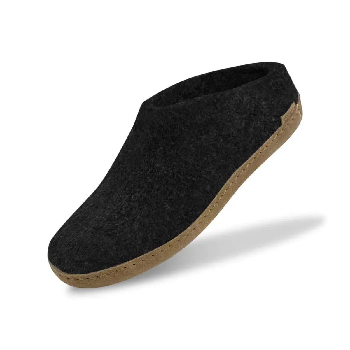 Chausson Modèle B pour Femme Glerups avec Semelle en Cuir Charbon