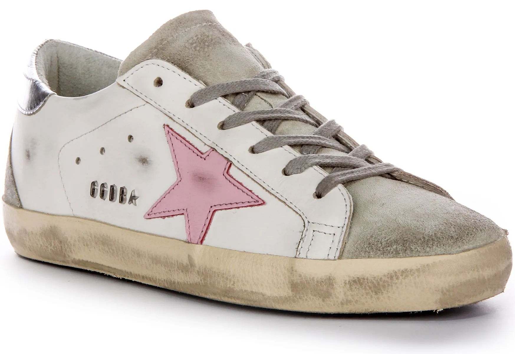 Golden Goose Super-Star en blanc et rose pour femmes