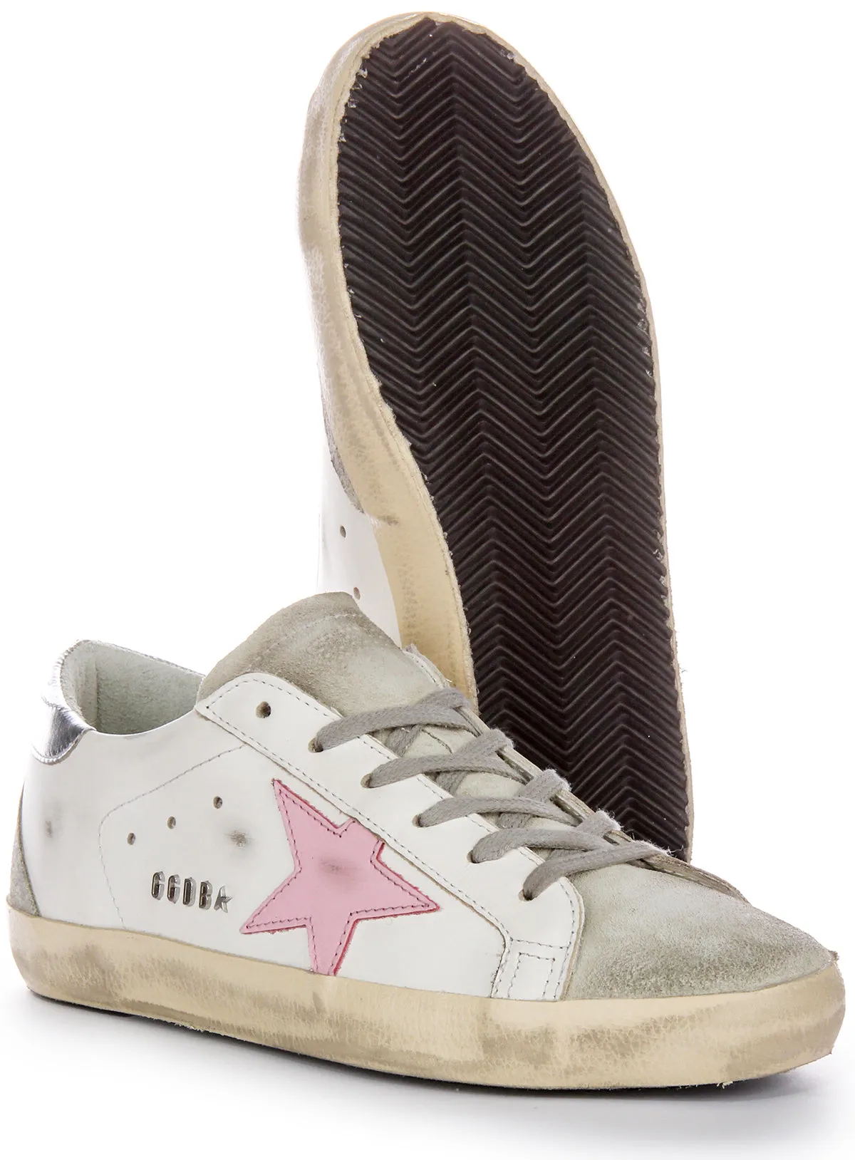 Golden Goose Super-Star en blanc et rose pour femmes