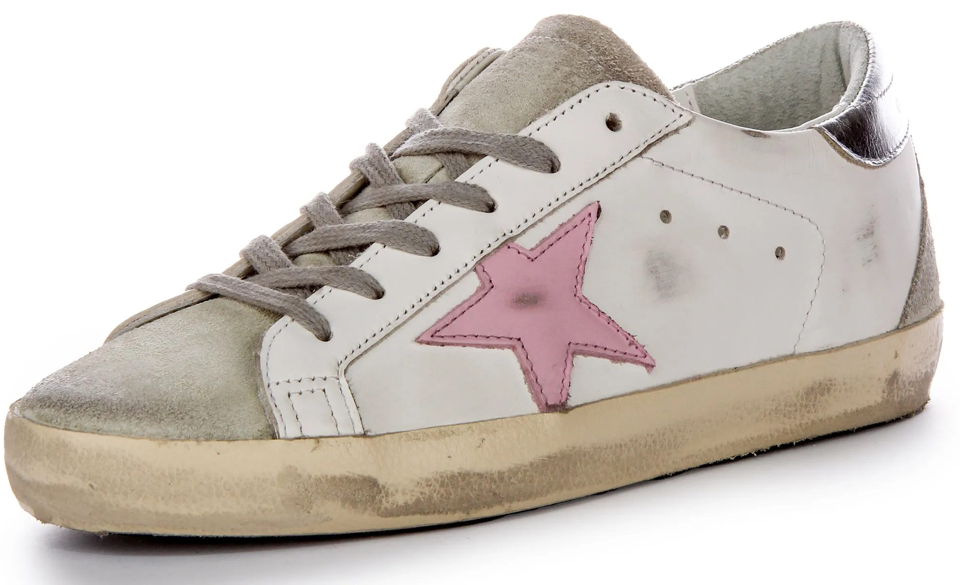 Golden Goose Super-Star en blanc et rose pour femmes