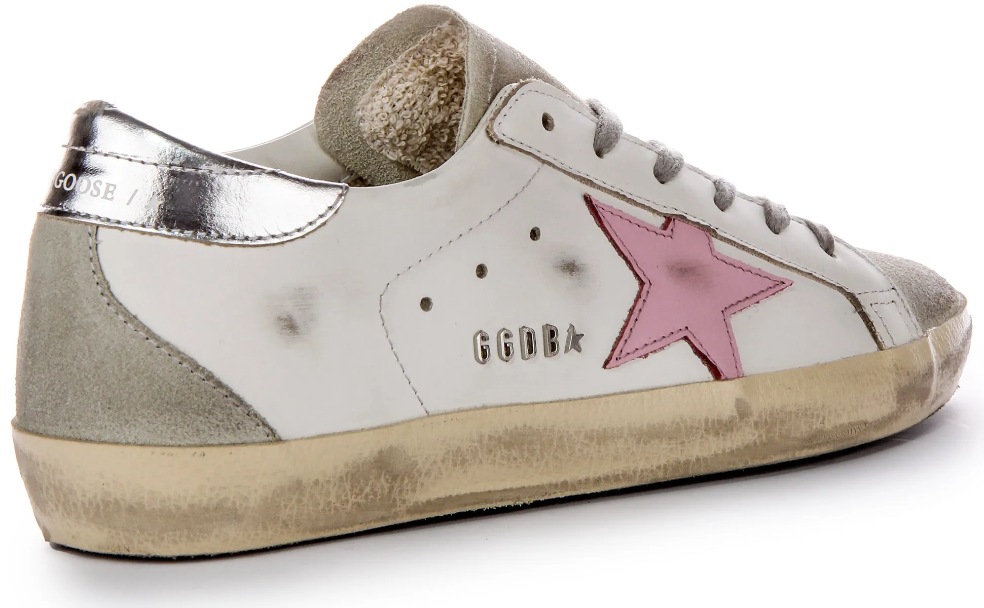 Golden Goose Super-Star en blanc et rose pour femmes